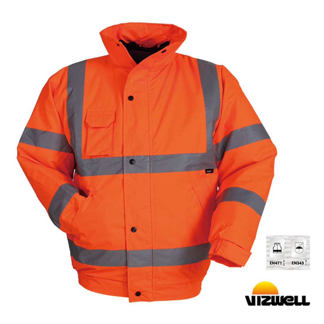 Vizwell™ VWJK04 – Reflektörlü 300D Oxford Bomber Mont TURUNCU LACİVERT